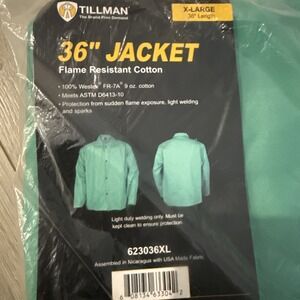 Tillman 36" Green Westex Flame Resistant Welding Jacket w/ Snap Front 623036XL